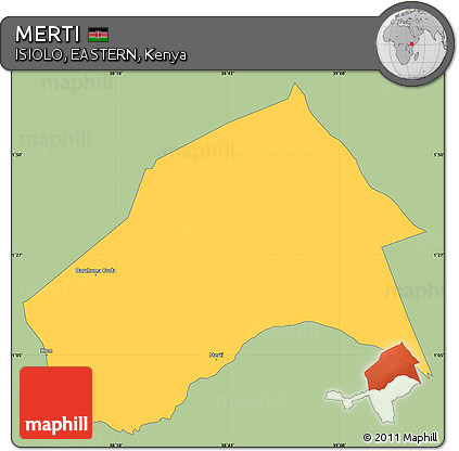 Savanna Style Simple Map of MERTI, single color outside
