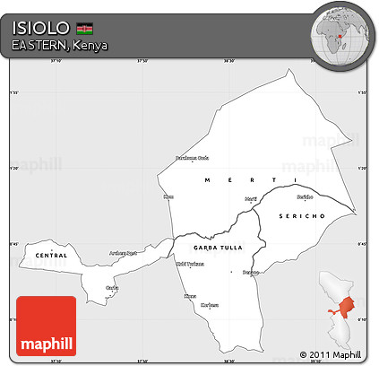 Silver Style Simple Map of ISIOLO, single color outside