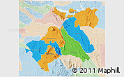 Political 3D Map of MACHAKOS, lighten