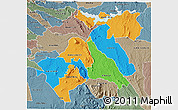 Political 3D Map of MACHAKOS, semi-desaturated