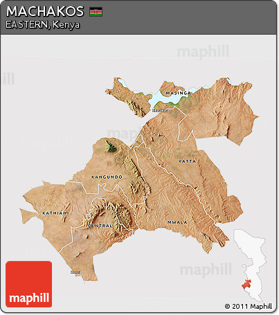 Satellite 3D Map of MACHAKOS, cropped outside