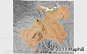 Satellite 3D Map of MACHAKOS, desaturated
