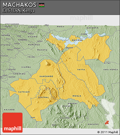 Savanna Style 3D Map of MACHAKOS