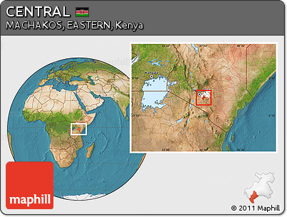 Satellite Location Map of CENTRAL, highlighted parent region