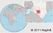Gray Location Map of MACHAKOS, highlighted country