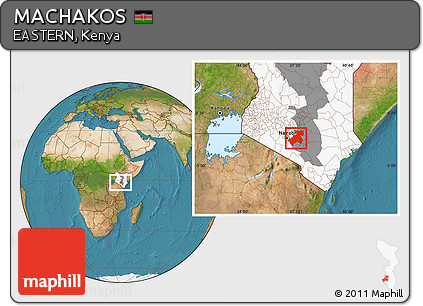 Satellite Location Map of MACHAKOS, highlighted country, highlighted parent region