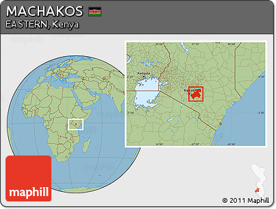Savanna Style Location Map of MACHAKOS