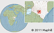 Savanna Style Location Map of MACHAKOS, highlighted country, hill shading