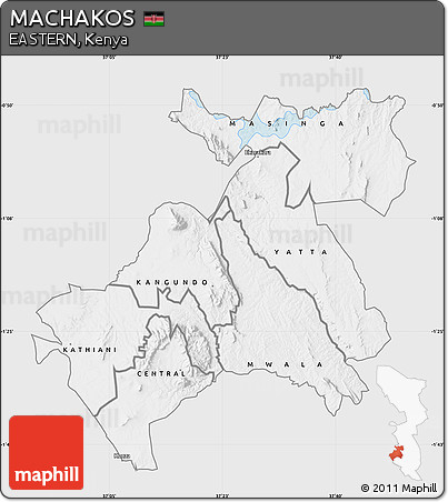 Silver Style Map of MACHAKOS, single color outside