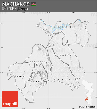 Silver Style Map of MACHAKOS, single color outside