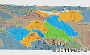 Political Panoramic Map of MACHAKOS, semi-desaturated