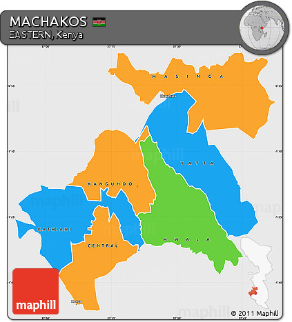 Political Simple Map of MACHAKOS, single color outside