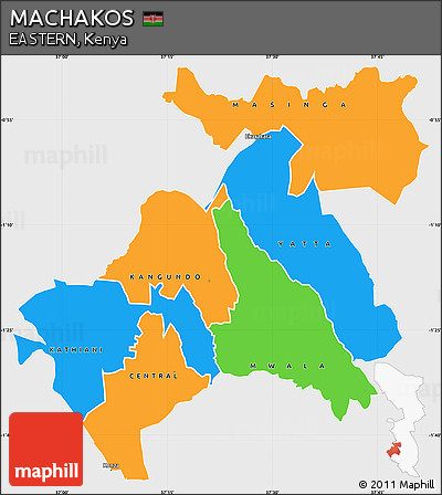 Political Simple Map of MACHAKOS, single color outside