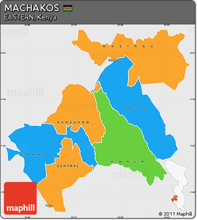 Political Simple Map of MACHAKOS, single color outside
