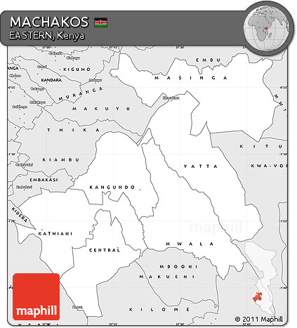 Silver Style Simple Map of MACHAKOS