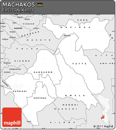Silver Style Simple Map of MACHAKOS