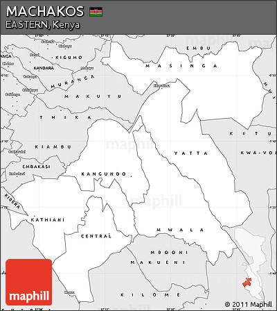 Silver Style Simple Map of MACHAKOS