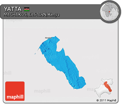 Political 3D Map of YATTA, single color outside