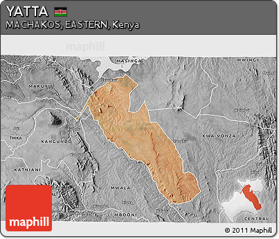 Satellite 3D Map of YATTA, desaturated
