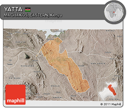 Satellite 3D Map of YATTA, semi-desaturated