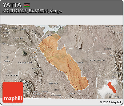 Satellite 3D Map of YATTA, semi-desaturated