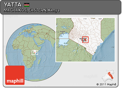 Savanna Style Location Map of YATTA, highlighted country, highlighted parent region, hill shading