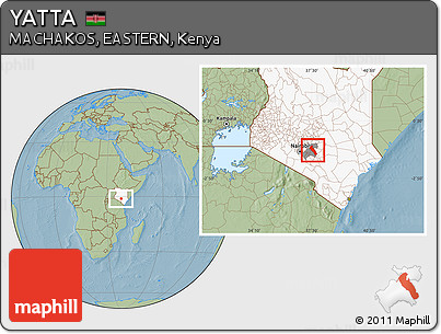 Savanna Style Location Map of YATTA, highlighted country, highlighted parent region, hill shading