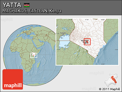 Savanna Style Location Map of YATTA, highlighted country, highlighted parent region, hill shading