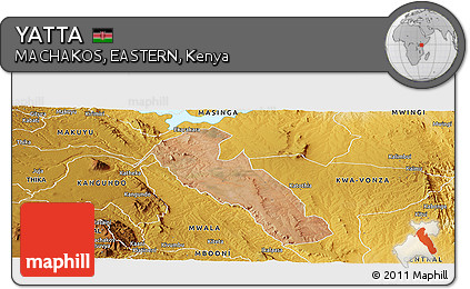 Satellite Panoramic Map of YATTA, physical outside