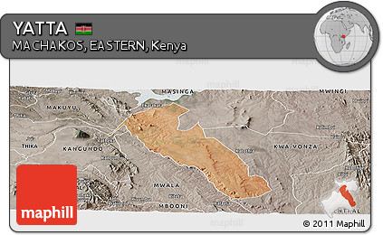 Satellite Panoramic Map of YATTA, semi-desaturated