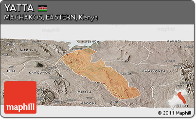 Satellite Panoramic Map of YATTA, semi-desaturated