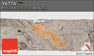 Satellite Panoramic Map of YATTA, semi-desaturated