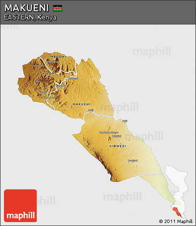 Physical 3D Map of MAKUENI, single color outside