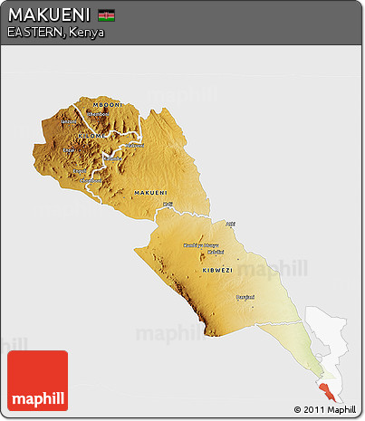 Physical 3D Map of MAKUENI, single color outside