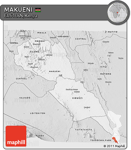 Silver Style 3D Map of MAKUENI