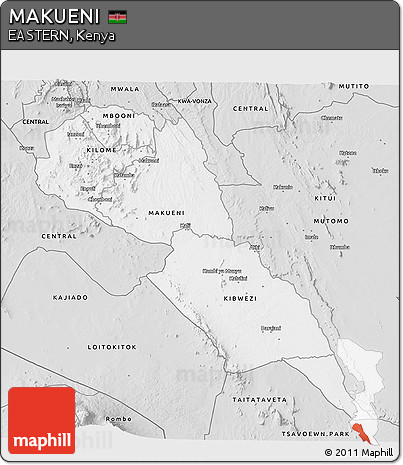 Silver Style 3D Map of MAKUENI