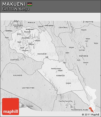 Silver Style 3D Map of MAKUENI