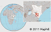 Gray Location Map of MAKUENI, highlighted country, within the entire country