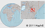 Gray Location Map of MAKUENI, hill shading