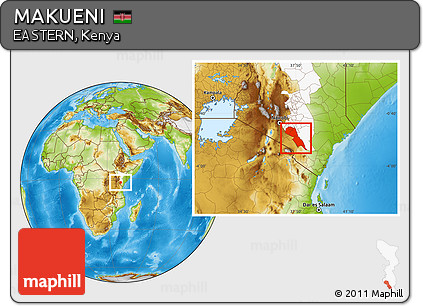 Physical Location Map of MAKUENI, highlighted parent region