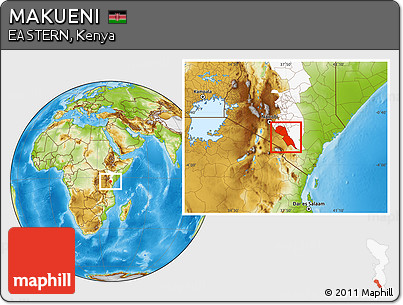 Physical Location Map of MAKUENI, highlighted parent region