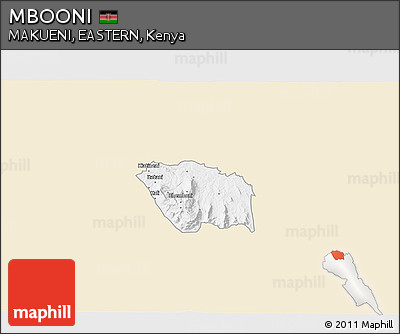 Classic Style 3D Map of MBOONI, single color outside