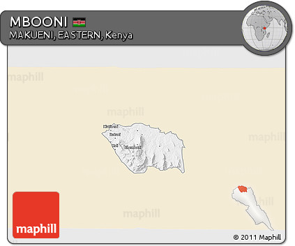 Classic Style 3D Map of MBOONI, single color outside