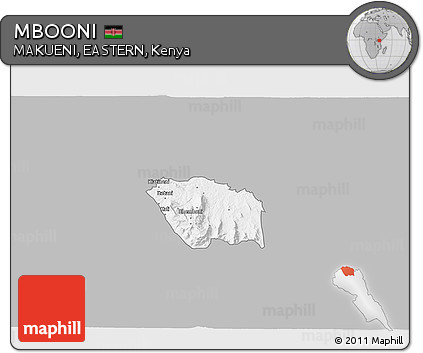 Gray 3D Map of MBOONI, single color outside