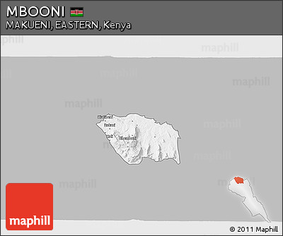 Gray 3D Map of MBOONI, single color outside
