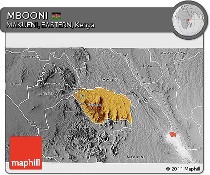 Physical 3D Map of MBOONI, desaturated