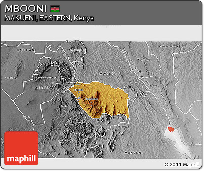 Physical 3D Map of MBOONI, desaturated