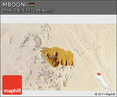 Physical 3D Map of MBOONI, lighten