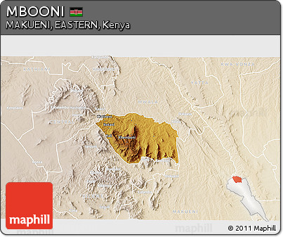 Physical 3D Map of MBOONI, lighten
