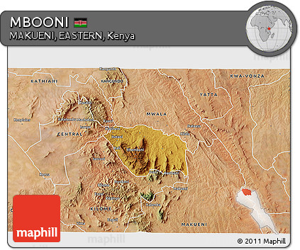 Physical 3D Map of MBOONI, satellite outside